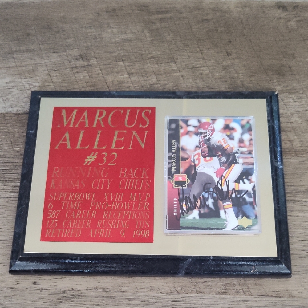 Marcus Allen Autographed Plaque with Photo Certified